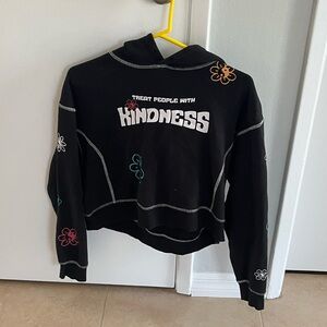 Black Hoodie with Colorful Flower Accents